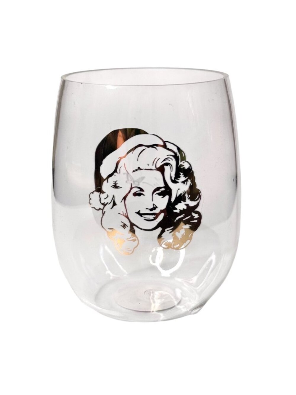 Dolly Parton Stemless Acrylic Wine Glass Tumbler 17 oz Dolly with Santa Hat NEW!
